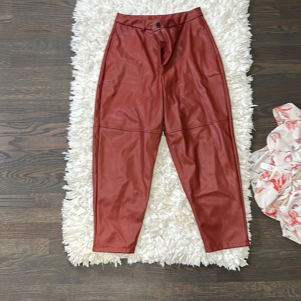 Leather red pants! Worn once size 8